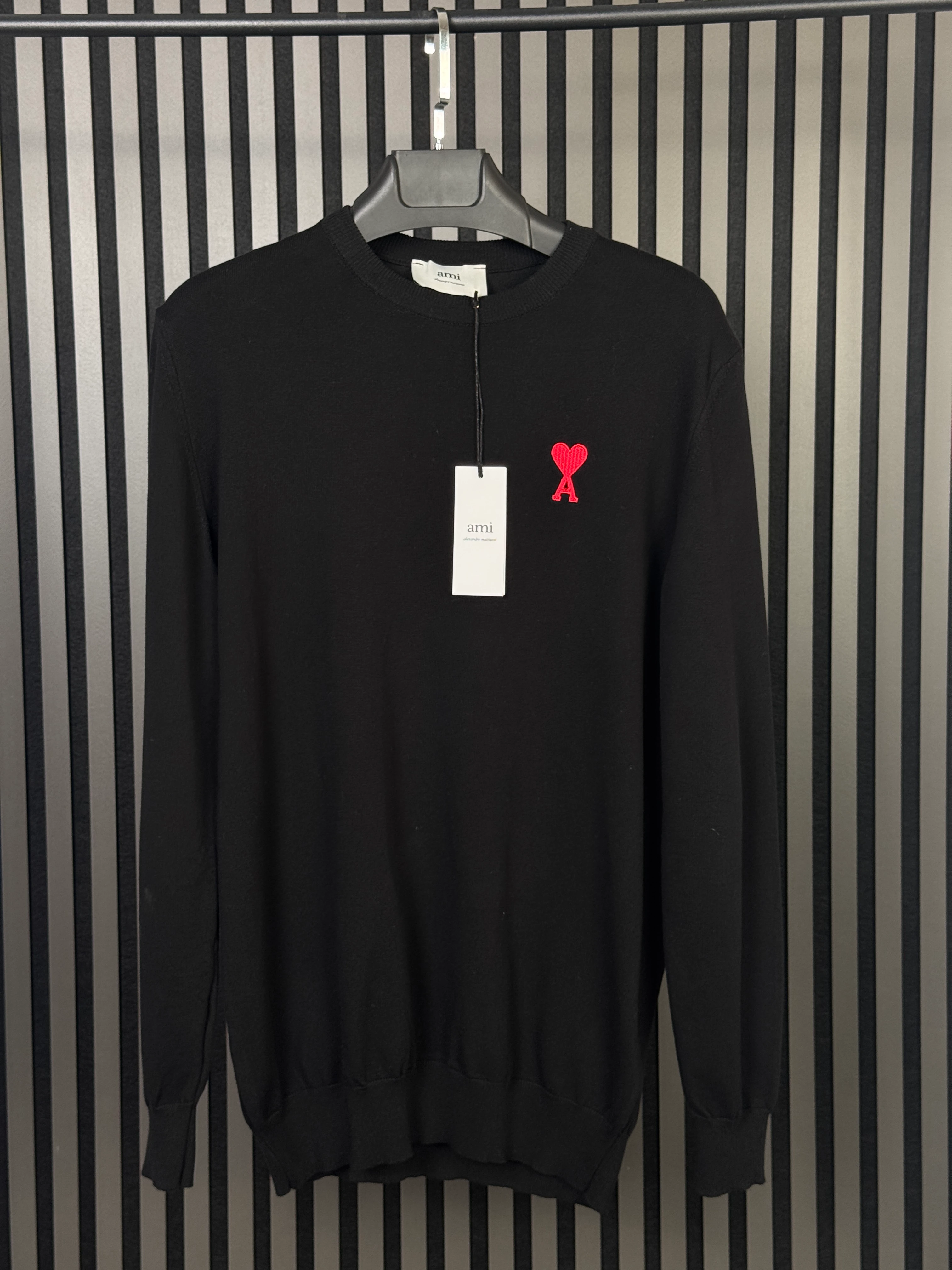 Ami Paris Nakışlı Siyah Triko Kazak