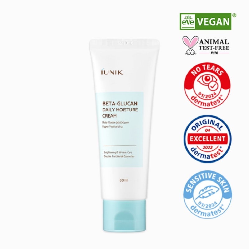 IUNIK Beta-Glucan Daily Moisture Cream 60 ml– Vegan, Hafif ve Yapışkanlık Bırakmayan Derin Nemlendirici Krem image