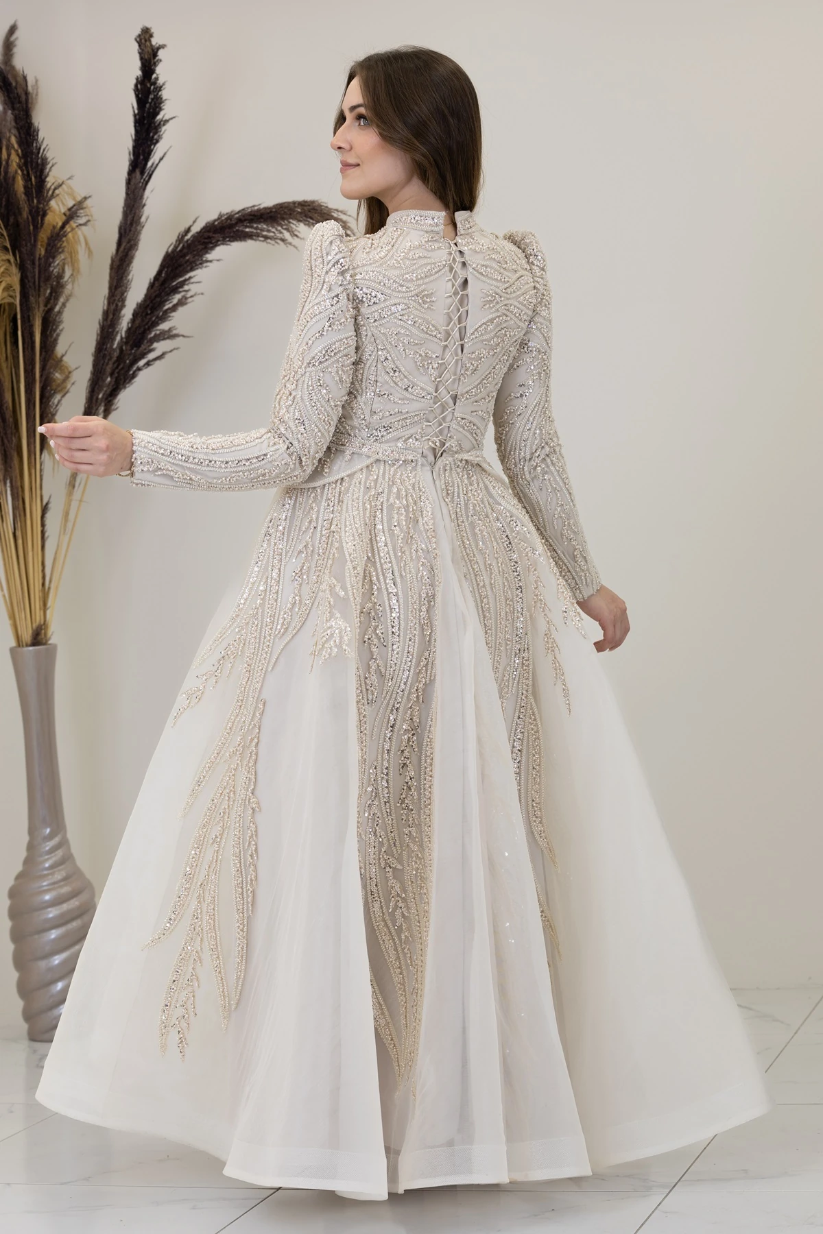 Aplik İşlemeli Şahsenem Abiye