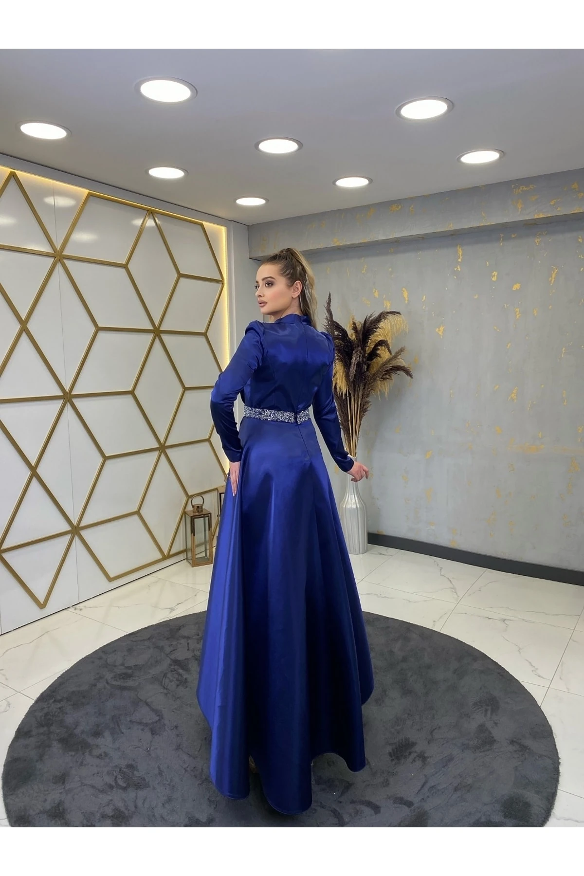 Taş Kemerli Suna Tesettür Abiye - saks