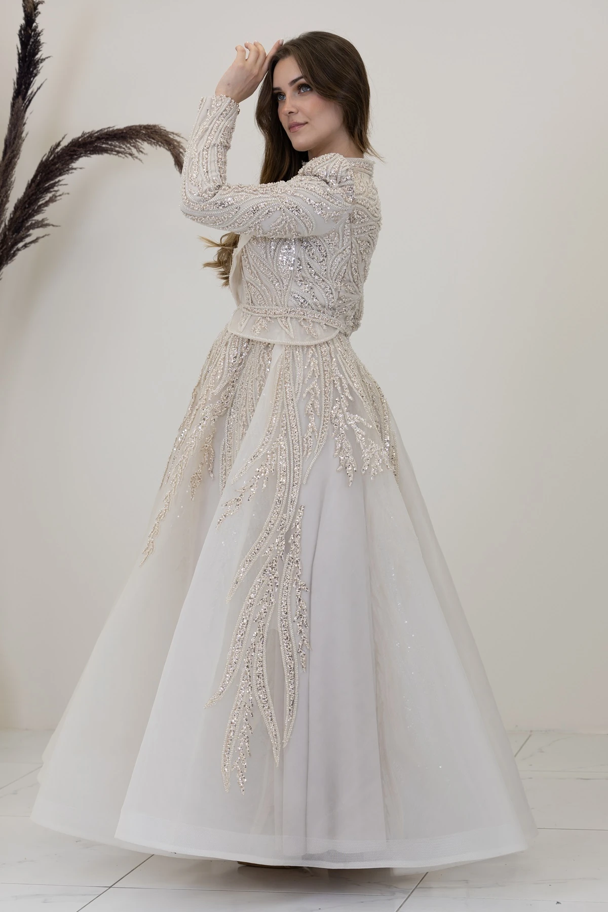 Aplik İşlemeli Şahsenem Abiye