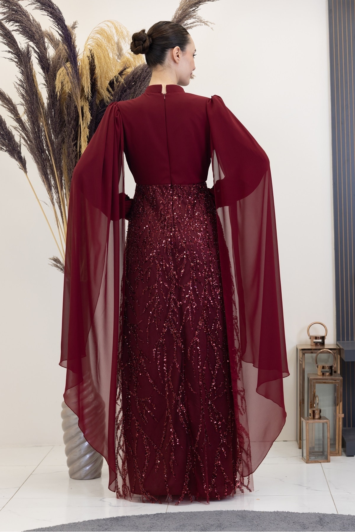 Ezgi Evening Dresses with Caped Sleeves