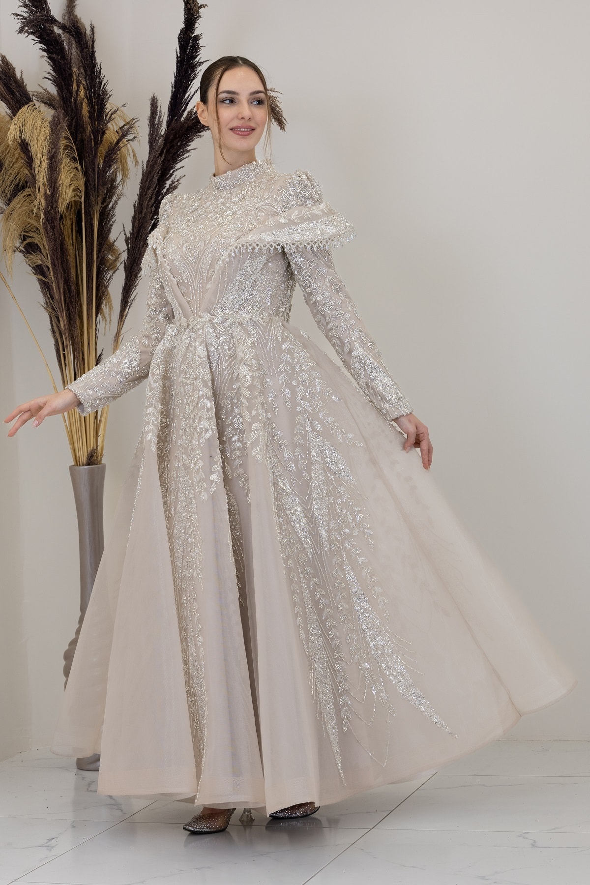 Shoulders V Drape Eslem Evening Dress