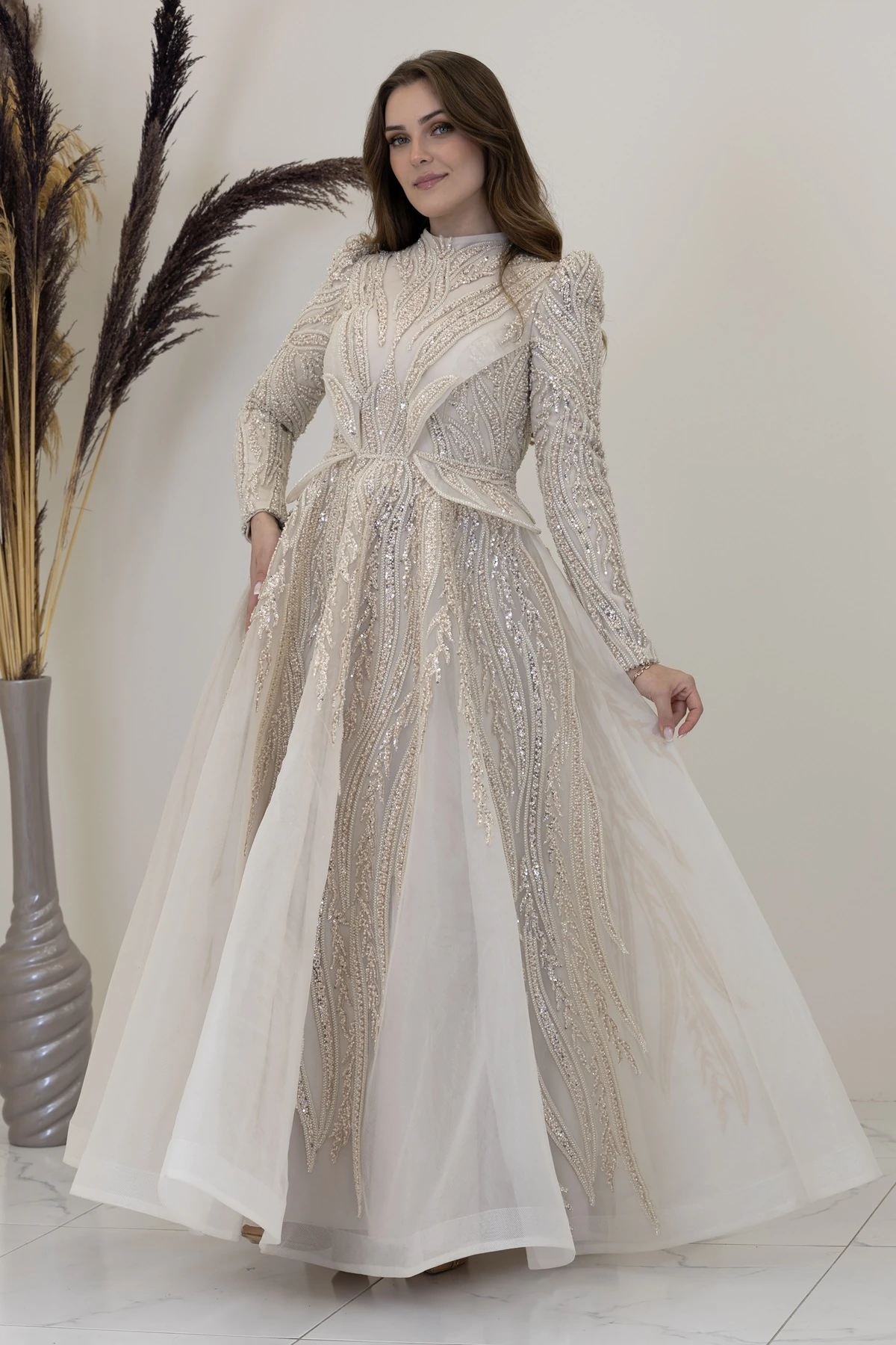 Aplik İşlemeli Şahsenem Abiye