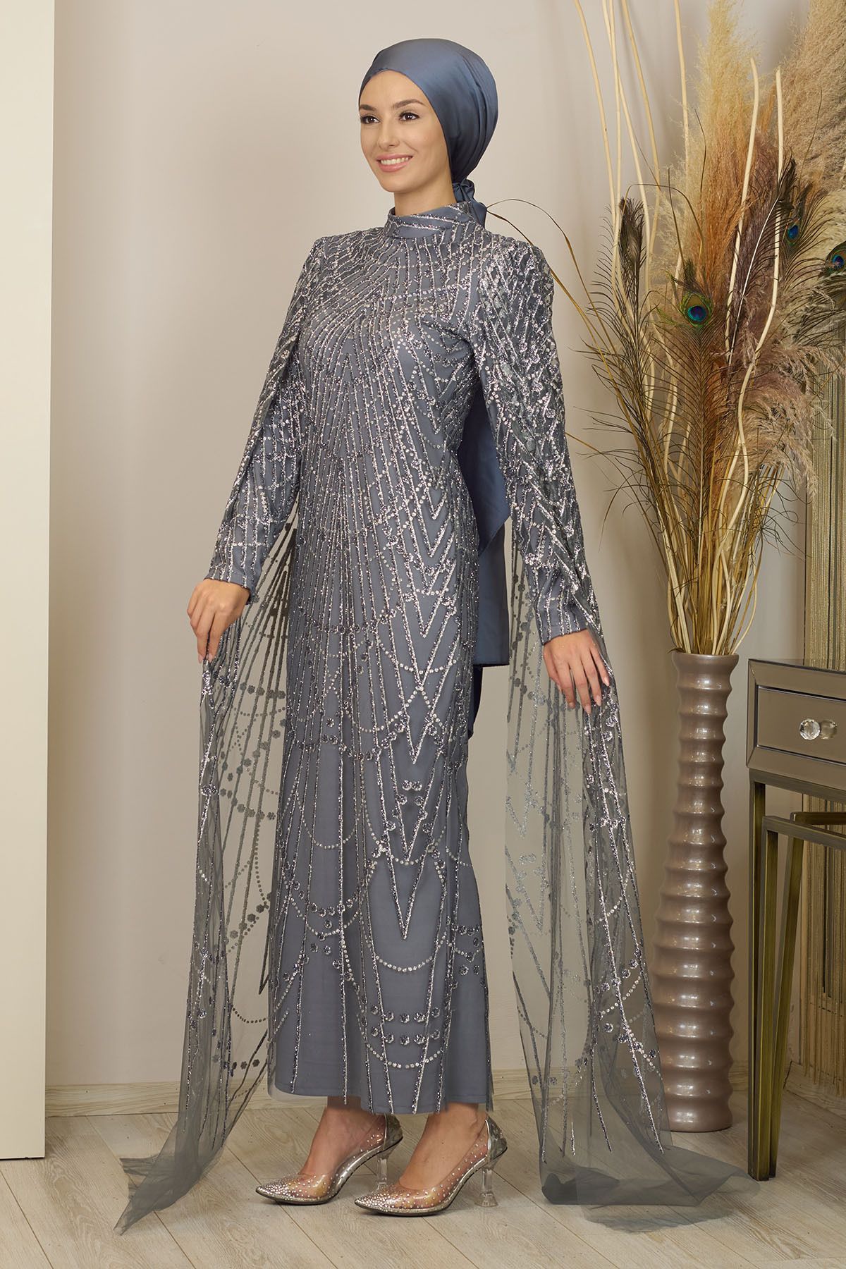 Irmak Evening Dresses with Cape Sleeves