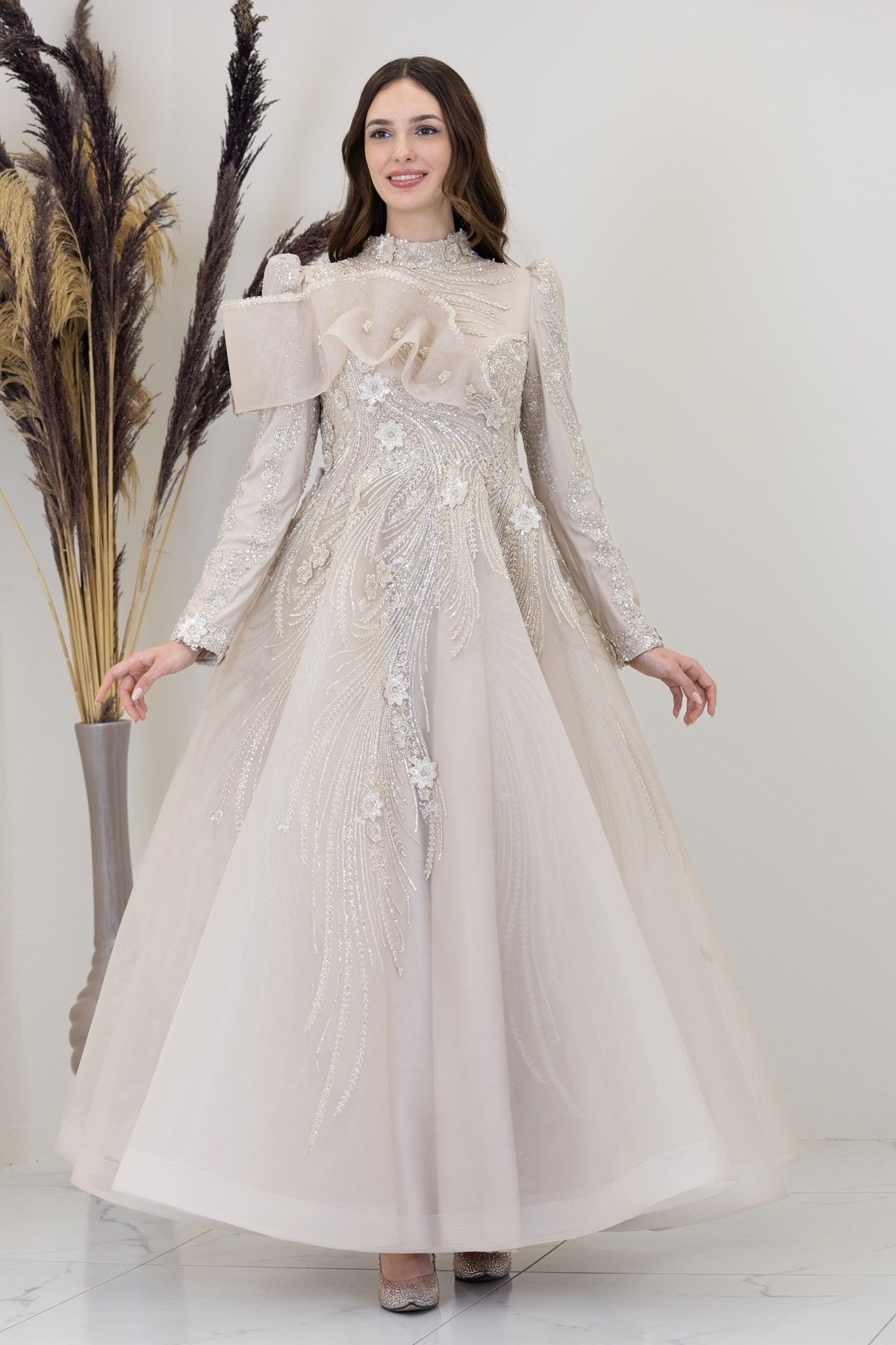 Sara Evening Dress with Shirring Detail on the Front