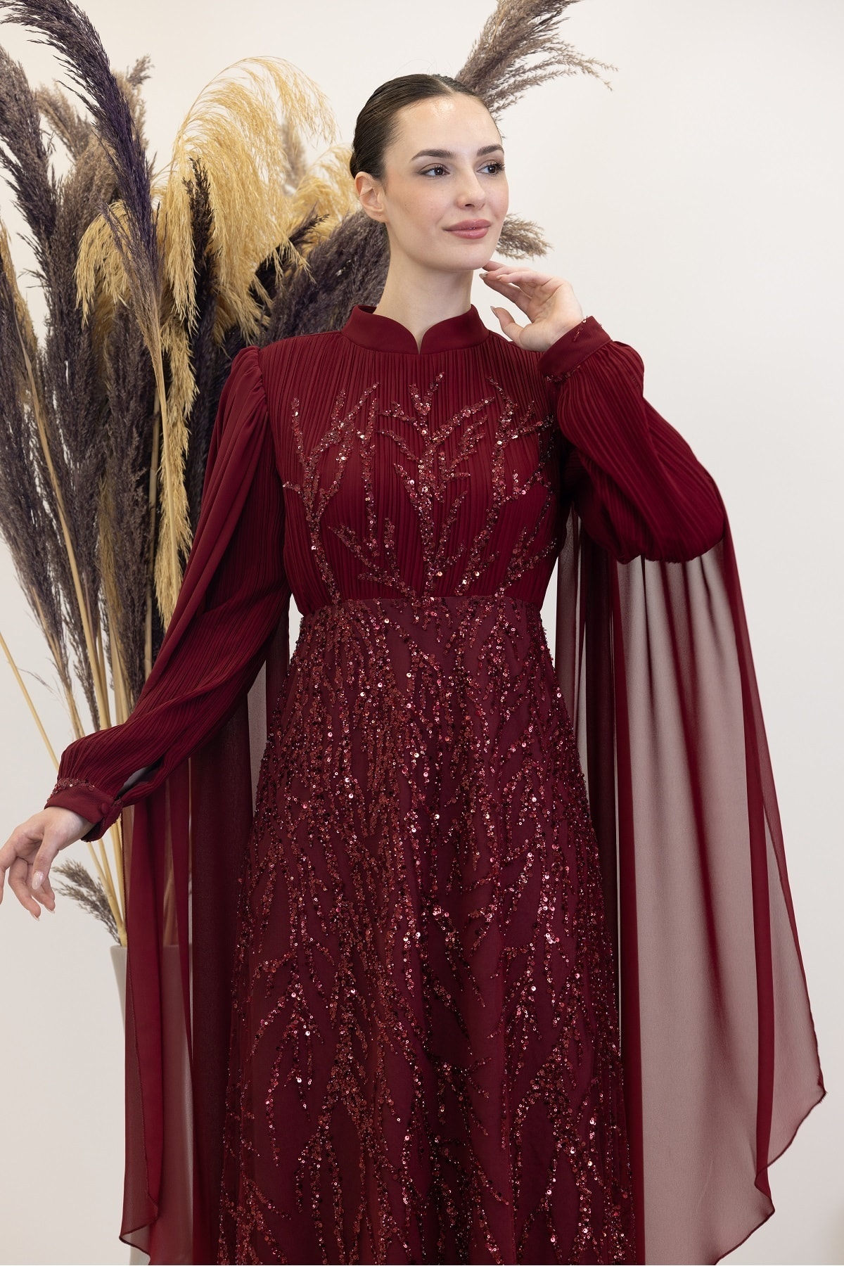 Ezgi Evening Dresses with Caped Sleeves