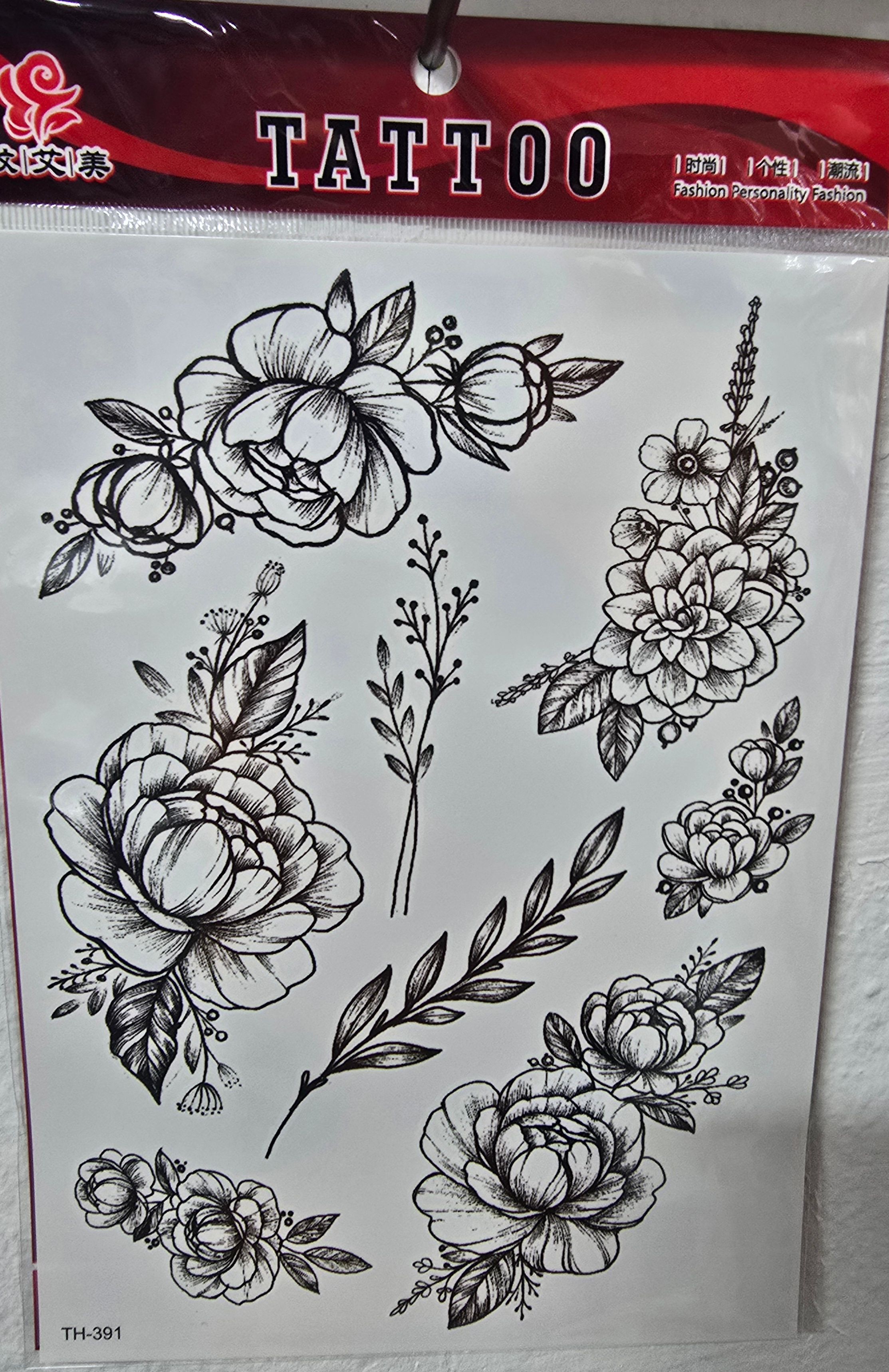 20 cm geçici yapışkan dövme çiçek