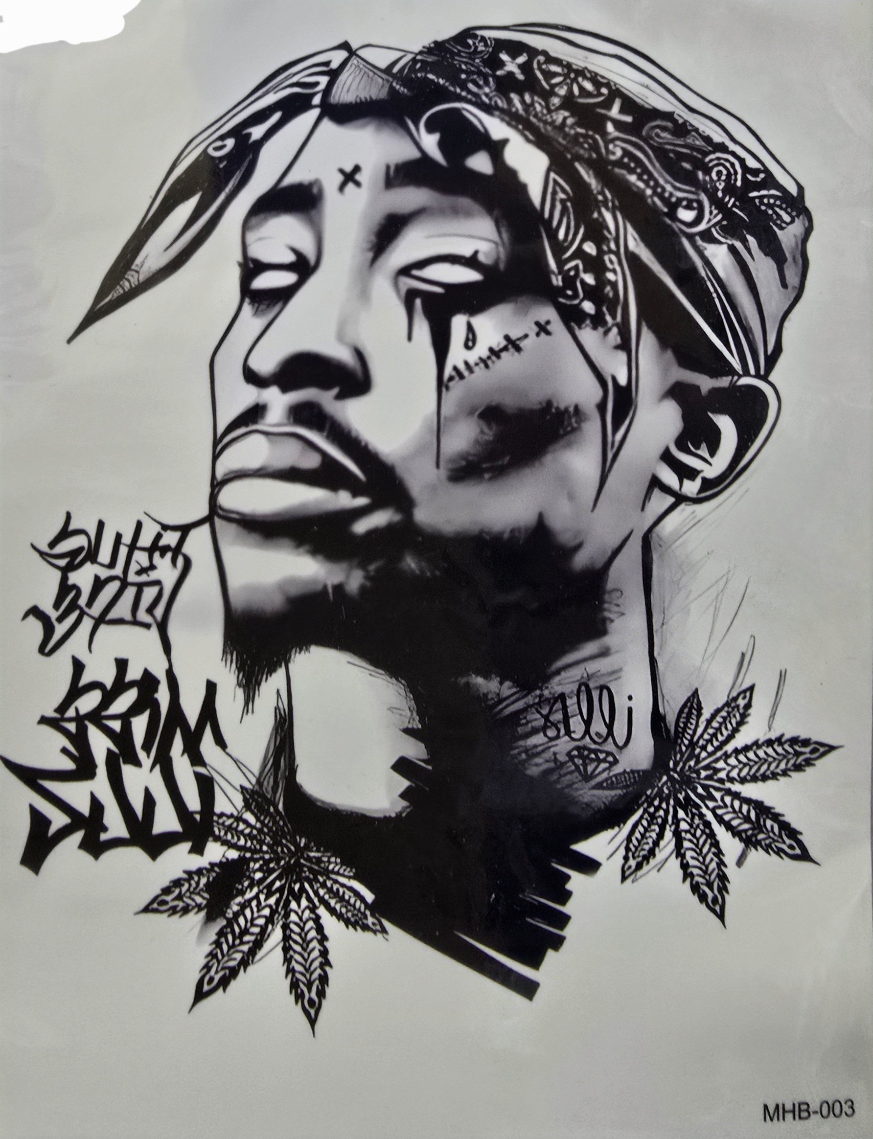 20 cm yapışkan dövme Bob Marley