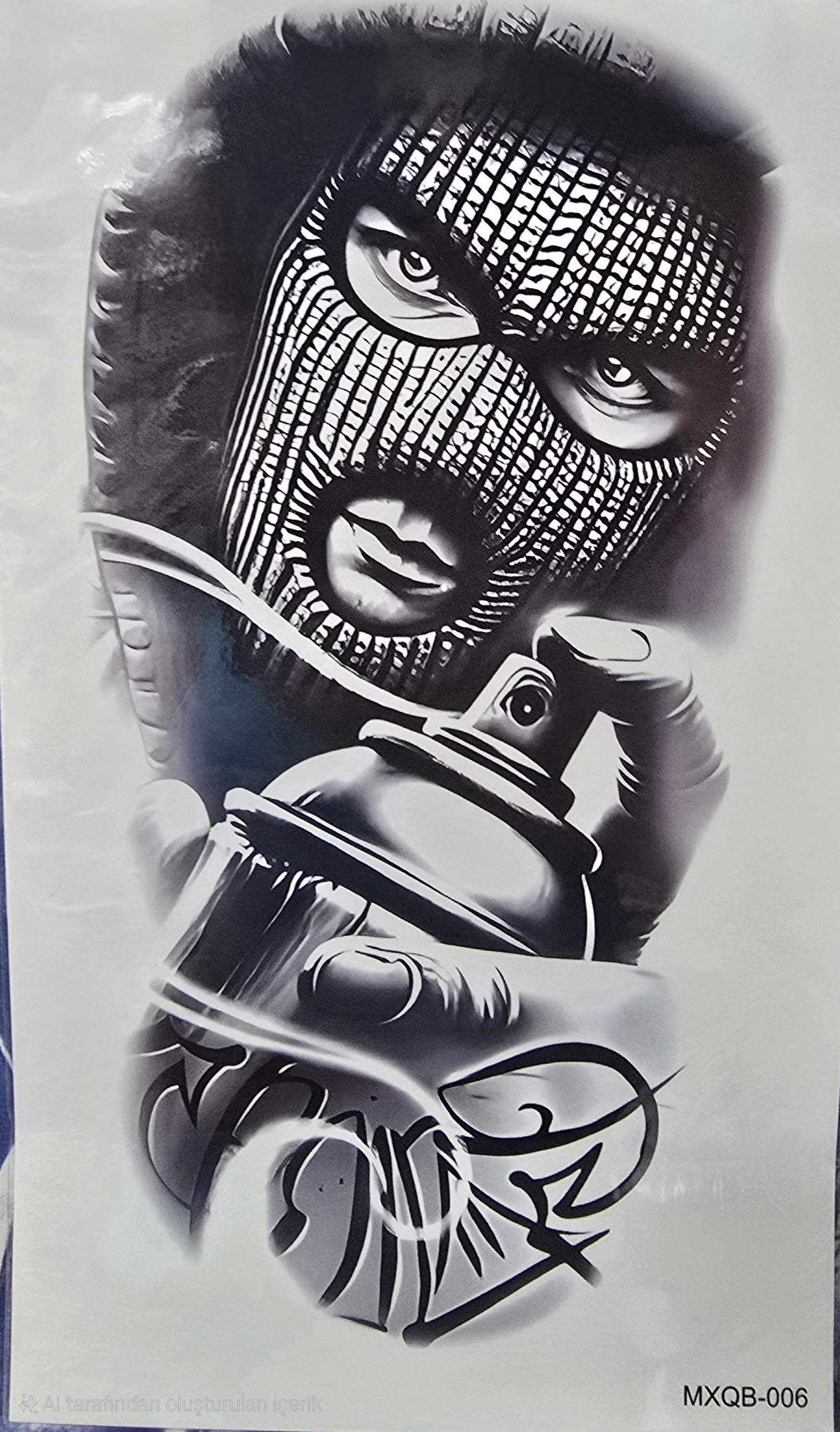 20 cm yapışkan dövme hırsız maske