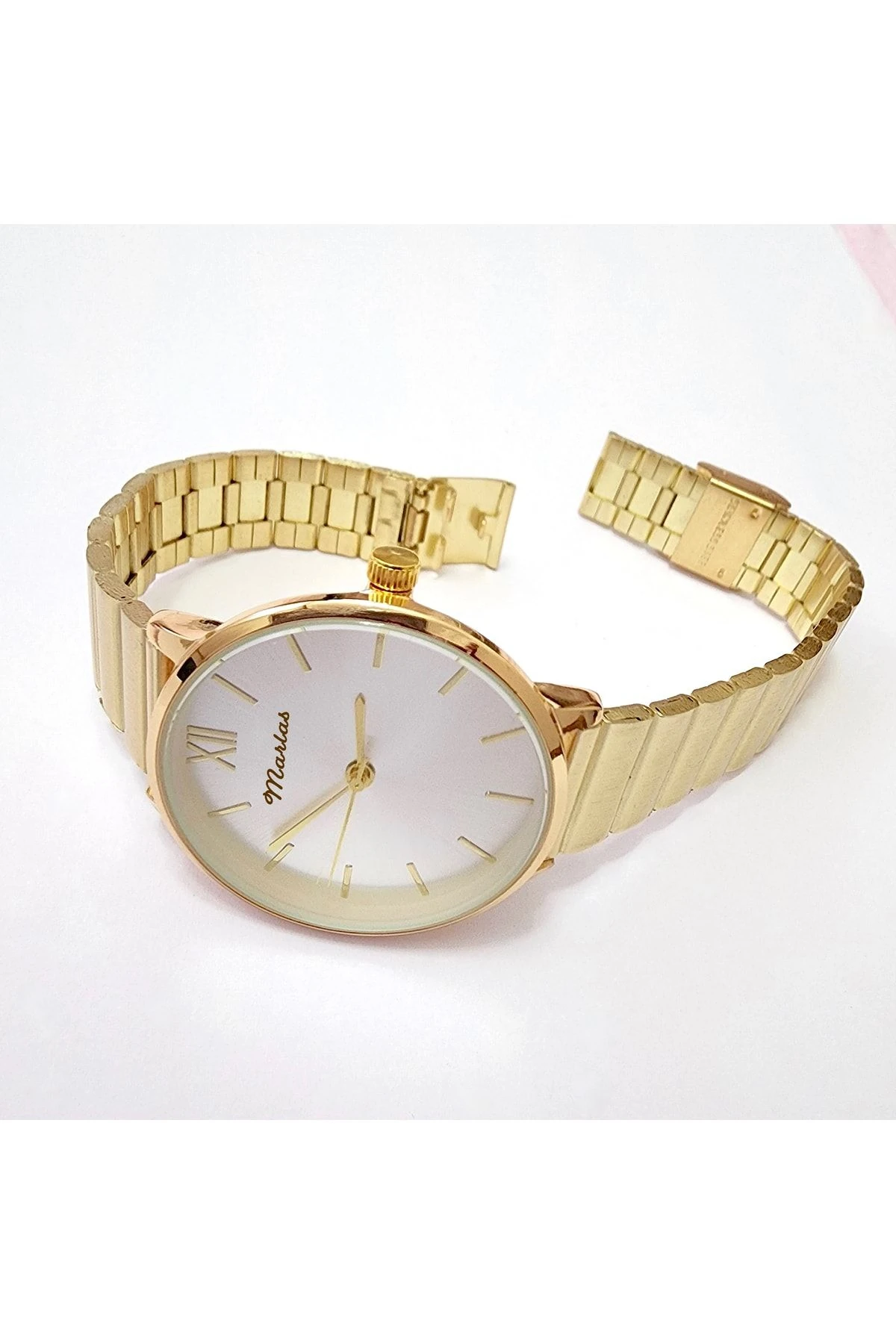 , Altın Rengi Çizgili, Modern Tasarım, Retro Tasarım, Hediyelik, Kadın Kol Saati