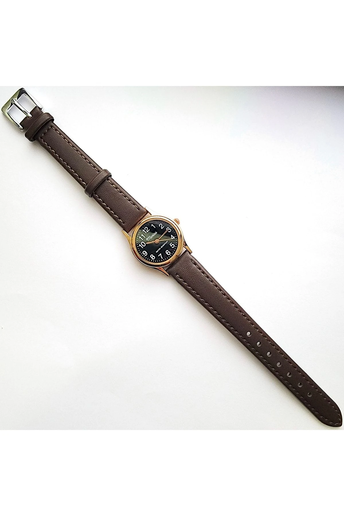 Retro Kayışlı Kadın Kol Saati, Vintage Tasarım, Klasik Tasarım, Rose Gold, Koyu Kahve Kordon