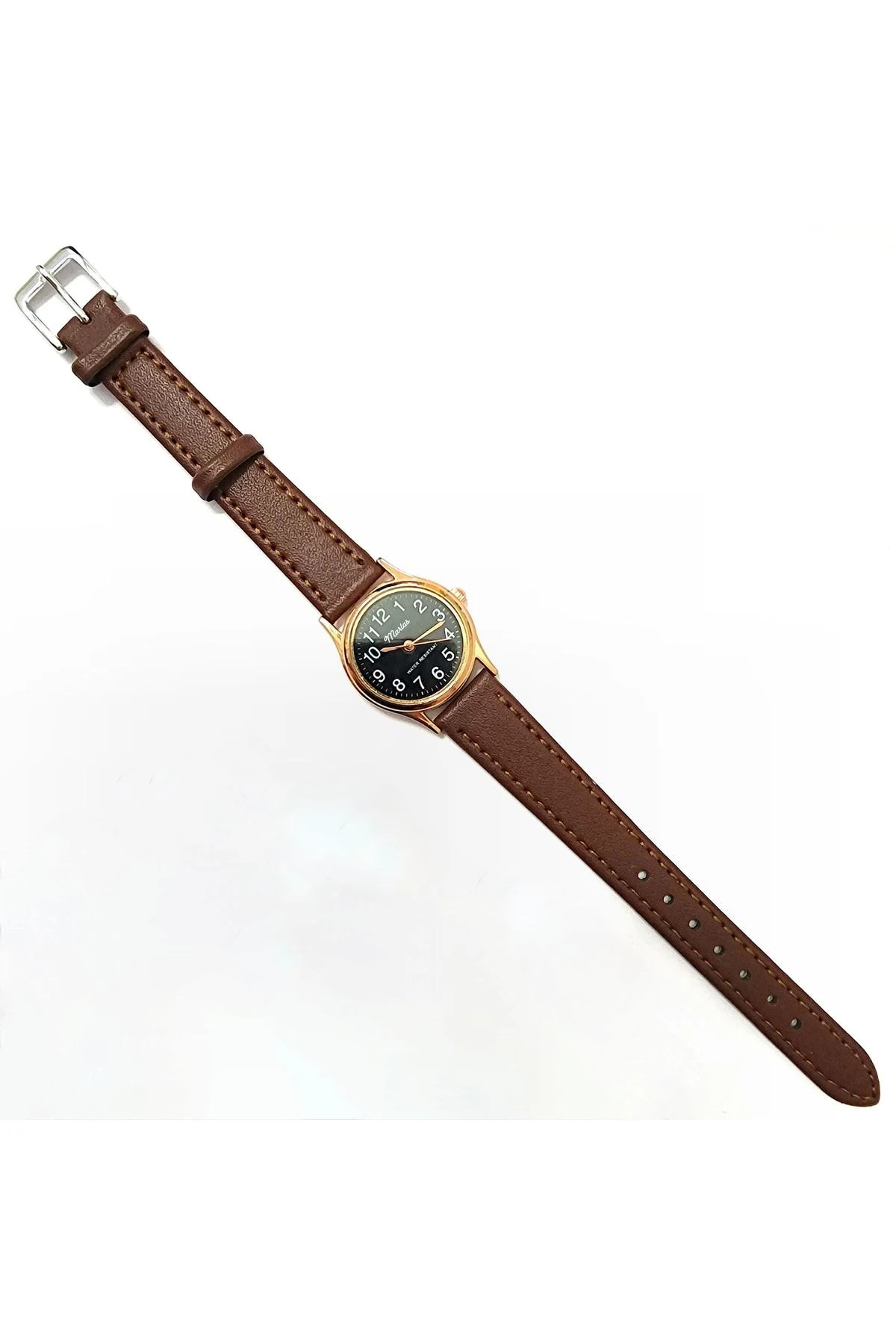 Retro Kadın Deri Kol Saati, Minimal Tasarım, Rose Gold Renk, Vintage Tasarım, Kahverengi