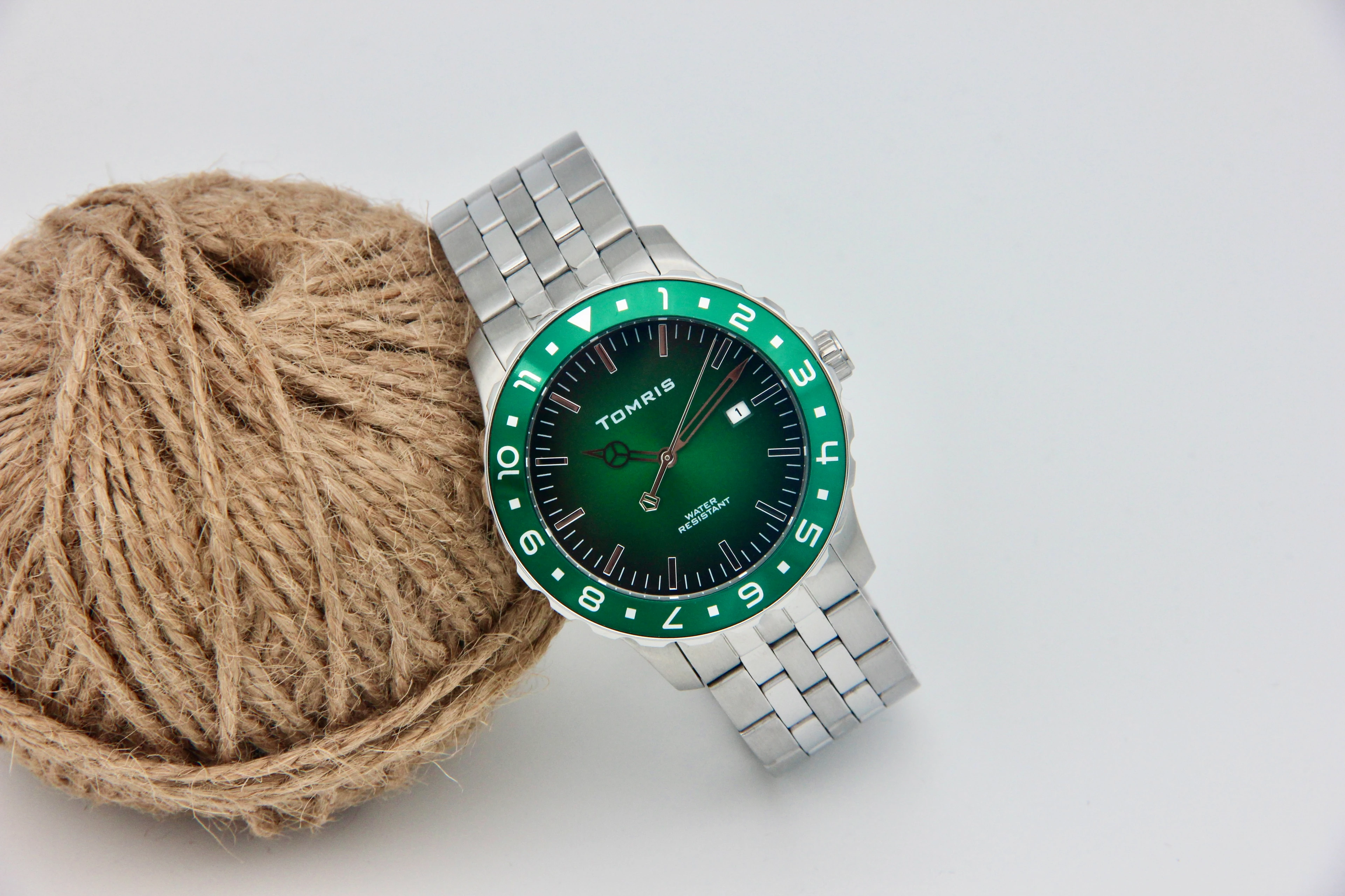 TOMRIS Tamamen Üst Kalite Çelik, Su geçirmez, Gümüş Kordon, Unısex, Yeşil Kadran Kol Saati