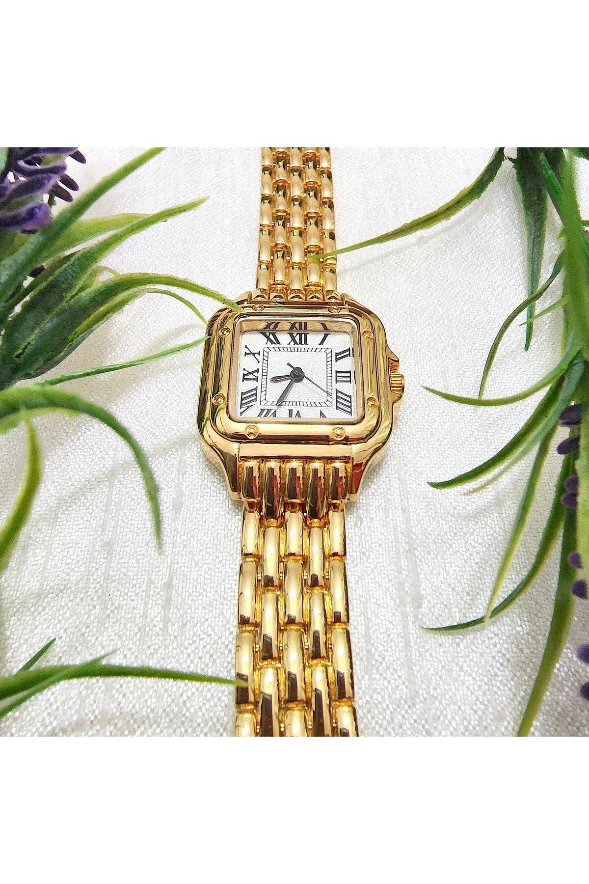 , Altın Rengi, Roma Rakamlı, Modern Tasarım, Retro Tasarım, Hediyelik, Kadın Kol Saati