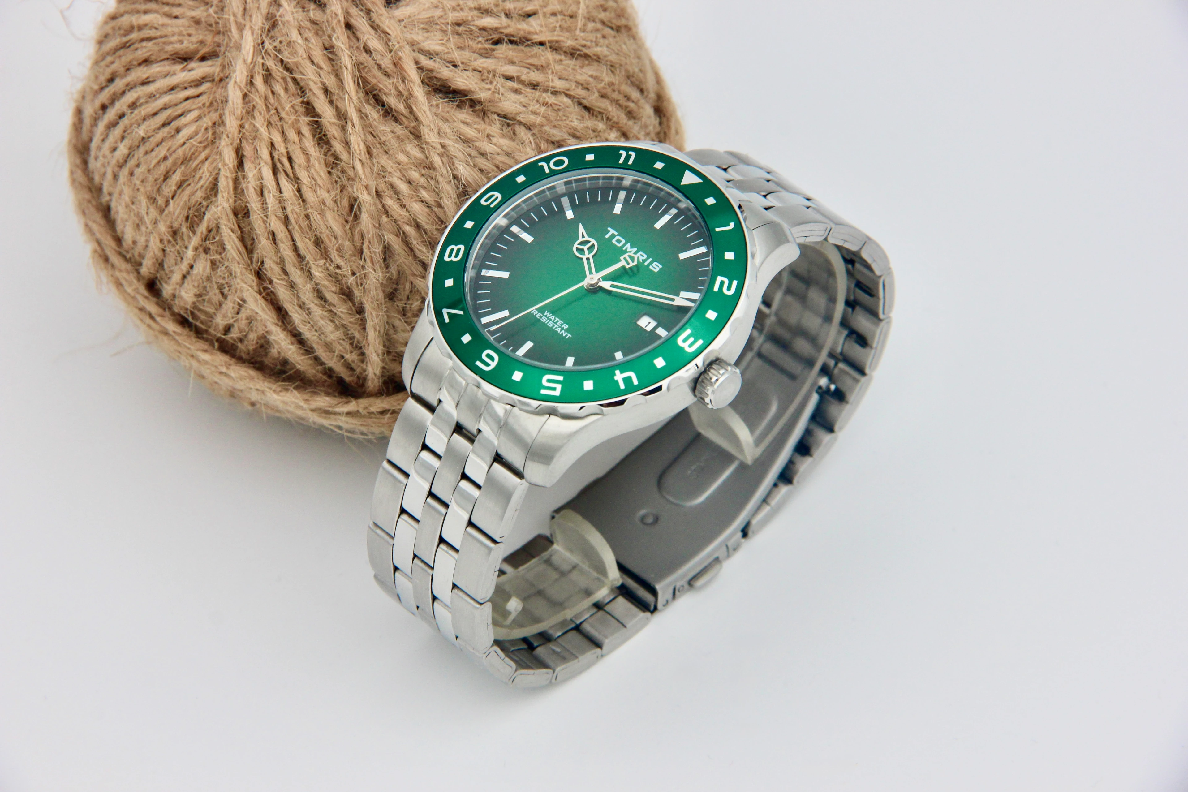 TOMRIS Tamamen Üst Kalite Çelik, Su geçirmez, Gümüş Kordon, Unısex, Yeşil Kadran Kol Saati