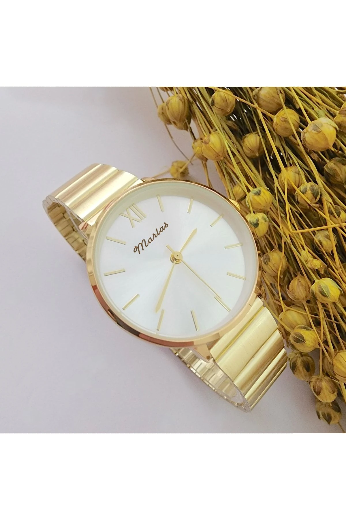 , Altın Rengi Çizgili, Modern Tasarım, Retro Tasarım, Hediyelik, Kadın Kol Saati