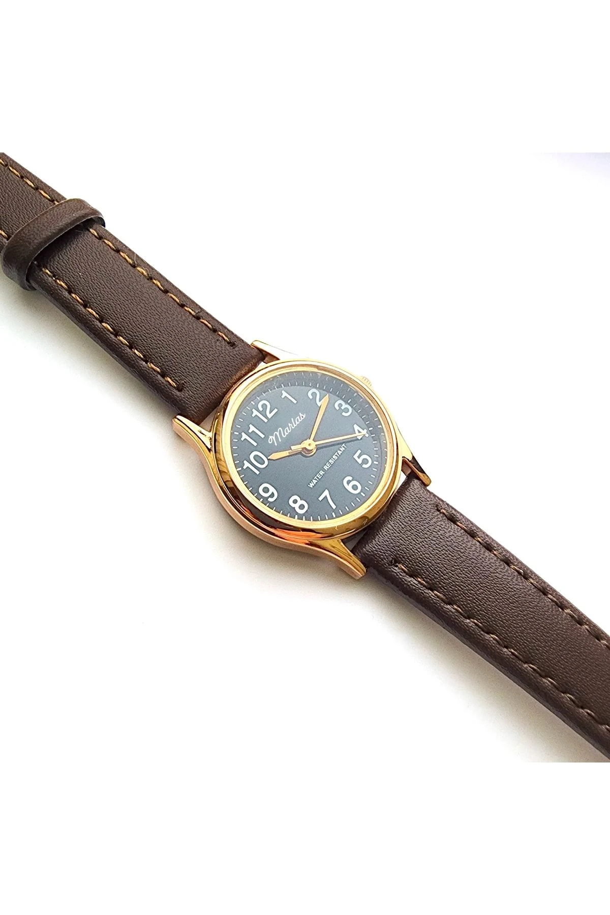 Retro Kayışlı Kadın Kol Saati, Vintage Tasarım, Klasik Tasarım, Rose Gold, Koyu Kahve Kordon