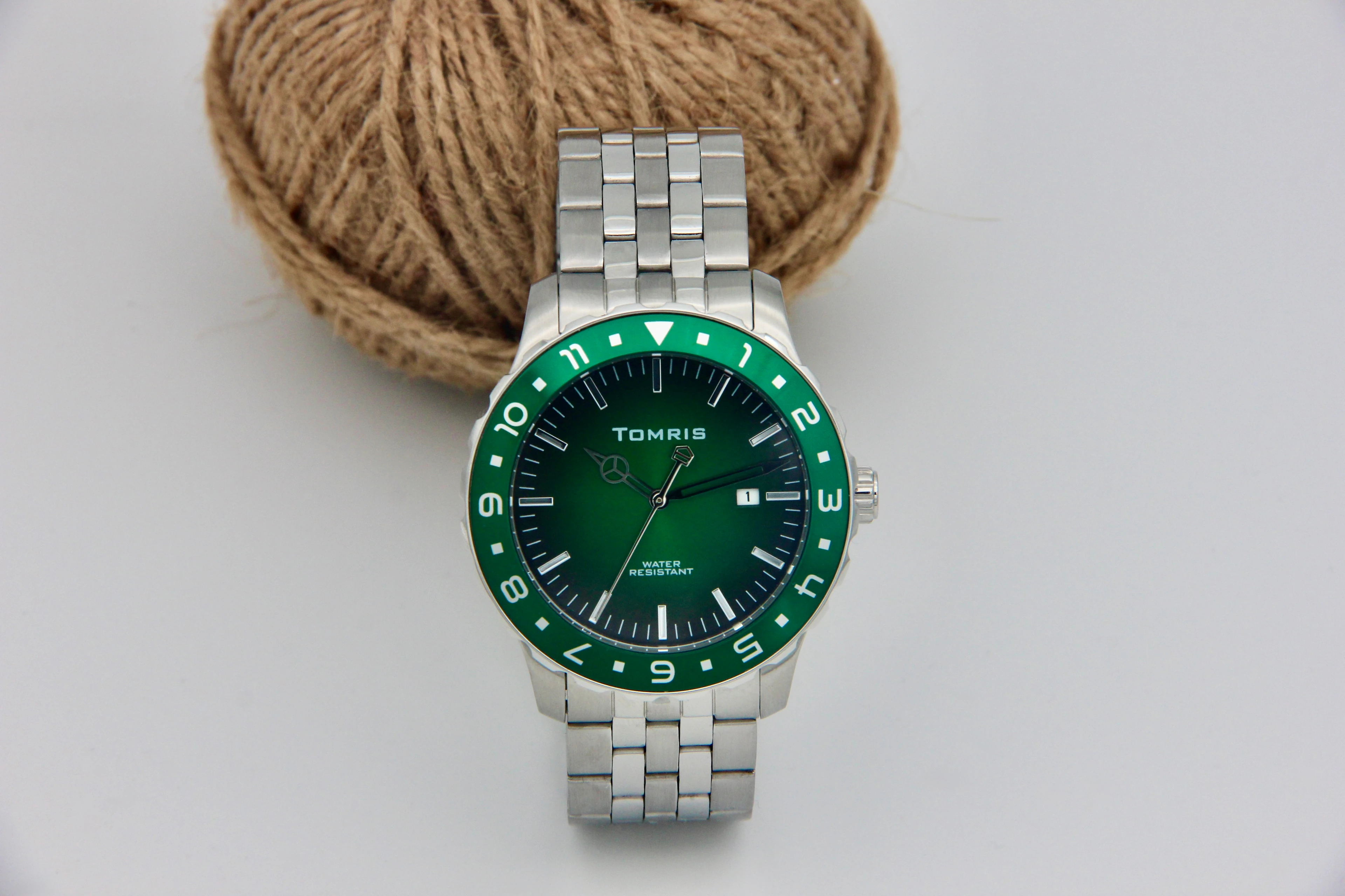 TOMRIS Tamamen Üst Kalite Çelik, Su geçirmez, Gümüş Kordon, Unısex, Yeşil Kadran Kol Saati