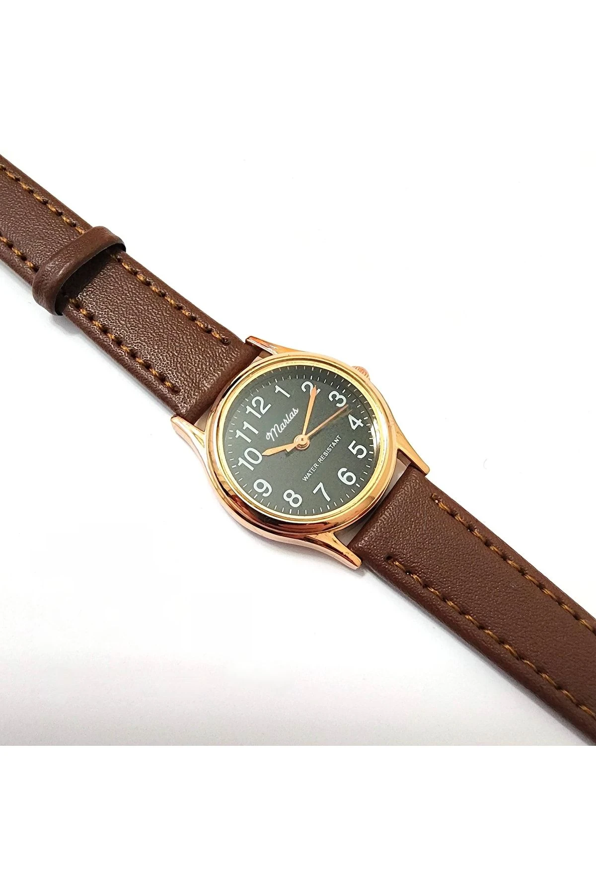 Retro Kadın Deri Kol Saati, Minimal Tasarım, Rose Gold Renk, Vintage Tasarım, Kahverengi