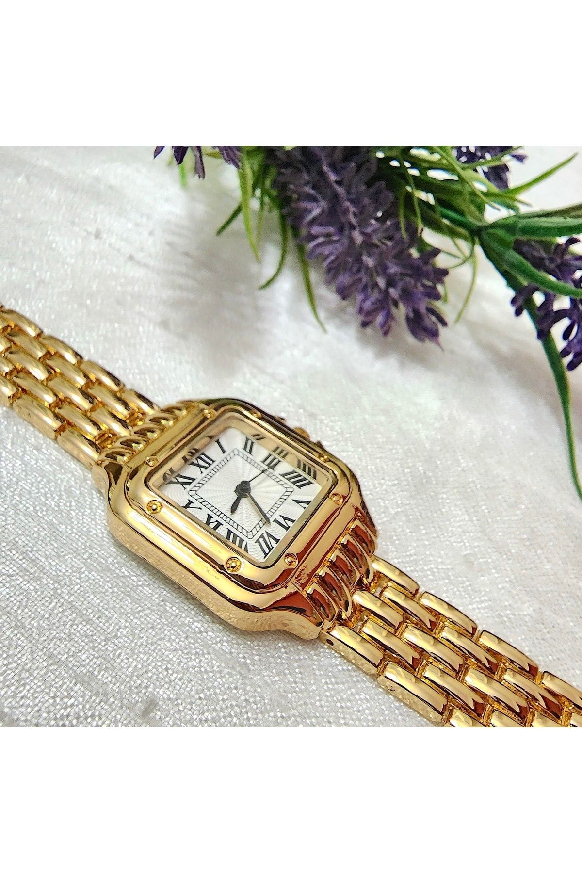 , Altın Rengi, Roma Rakamlı, Modern Tasarım, Retro Tasarım, Hediyelik, Kadın Kol Saati