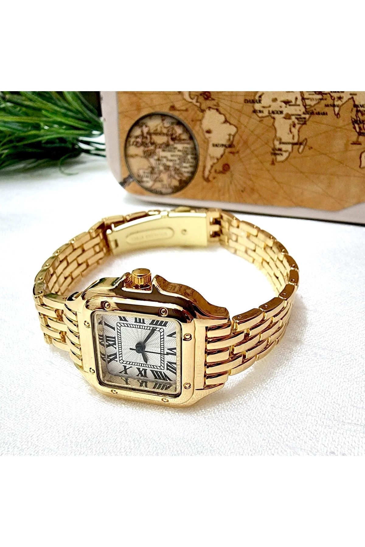 , Altın Rengi, Roma Rakamlı, Modern Tasarım, Retro Tasarım, Hediyelik, Kadın Kol Saati