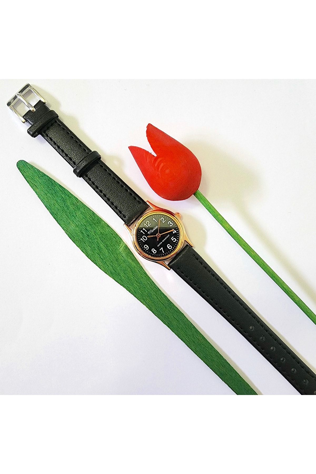 Retro Kadın Deri Kol Saati, Minimal Tasarım, Rose Gold Renk, Vintage Tasarım, Kahverengi