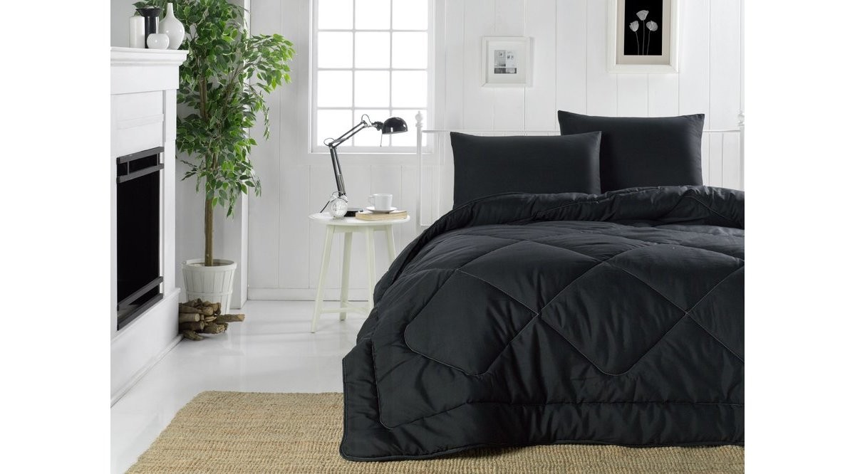 DOUX BLACK ÇİFT KİŞİLİK MİCROFİBER YORGAN + 2 adet Microfiber Yastık Hediye