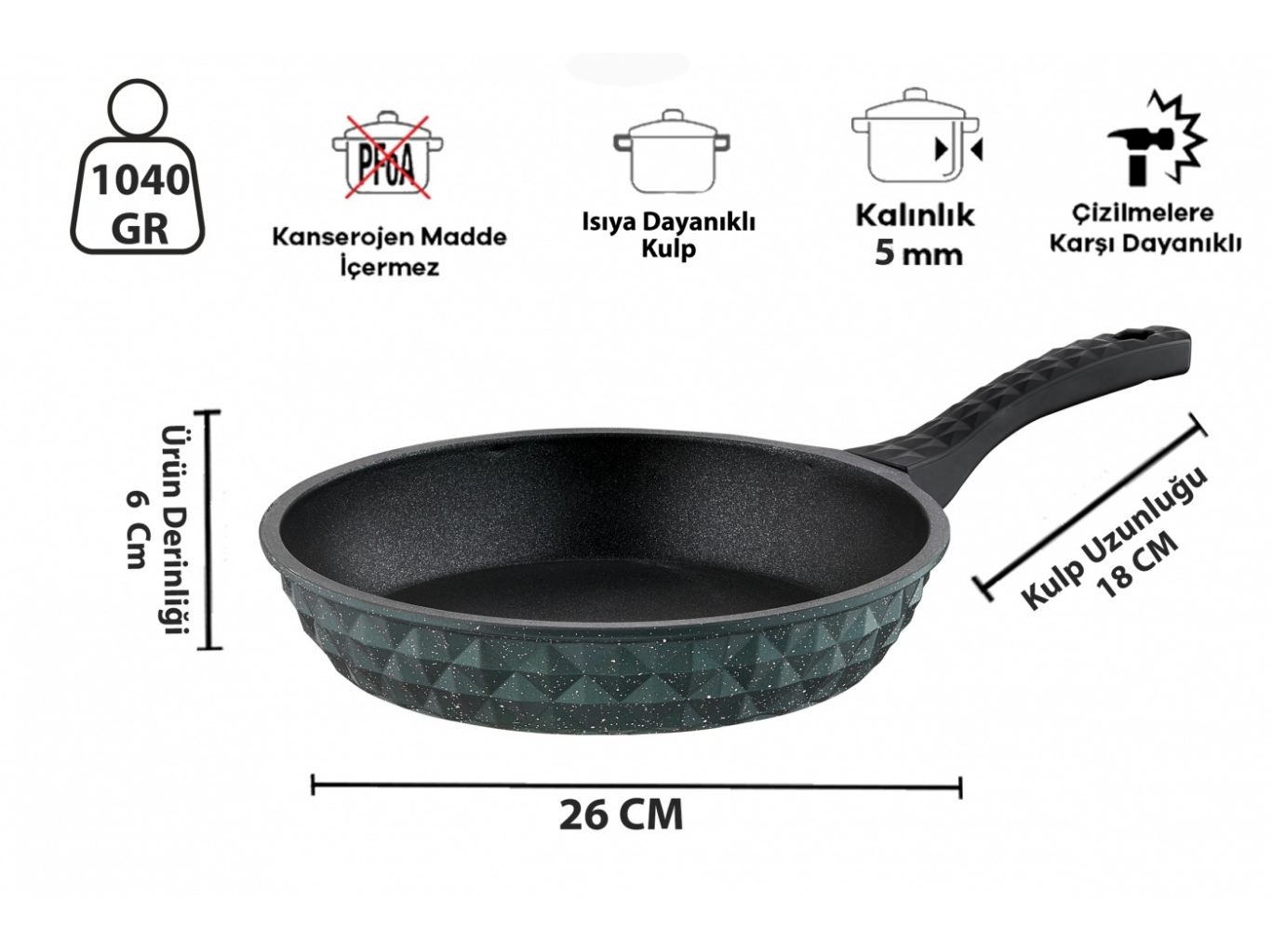 CARABELLA DÖKÜM GRANİT EMERALD 7 PARÇA TENCERE TAKIMI