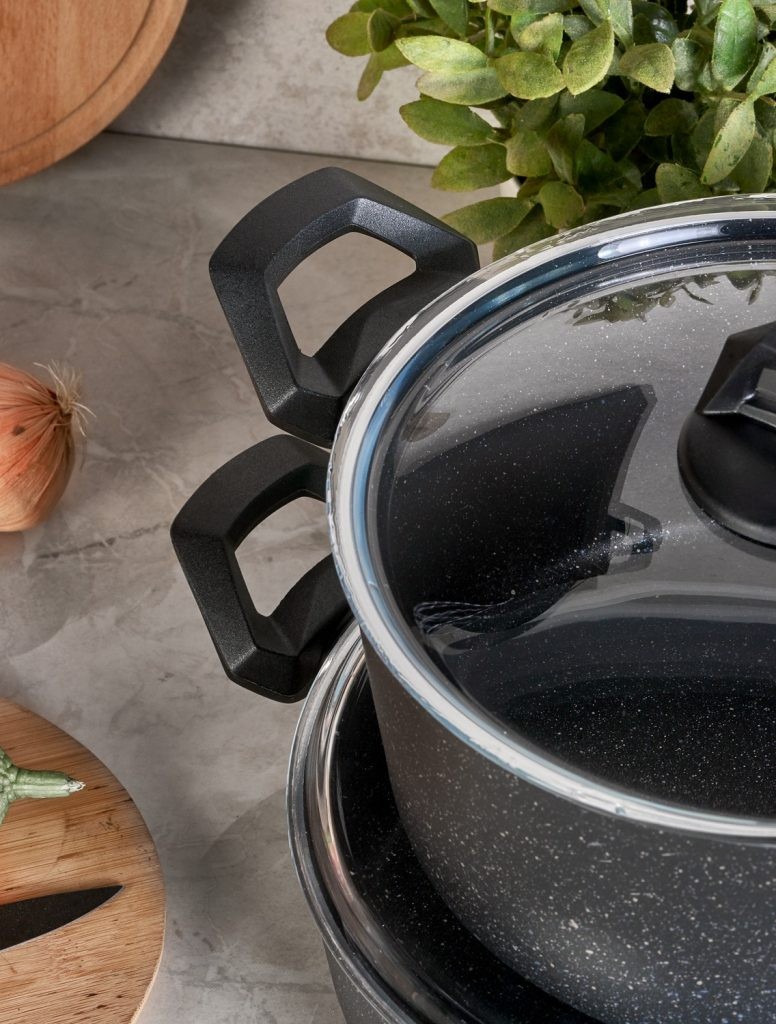 COOK&JOY GRANİT BLACK 7 PRÇ. GRANİT TENCERE SETİ