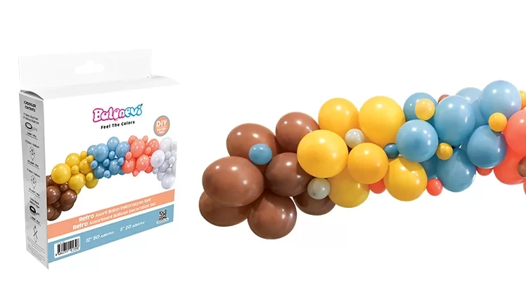 Balon Dekorasyon Seti Asorti 70'li Retro