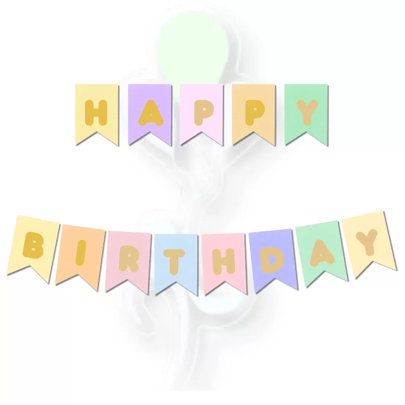 Banner Era Happy Bırthday Makaron-Altın