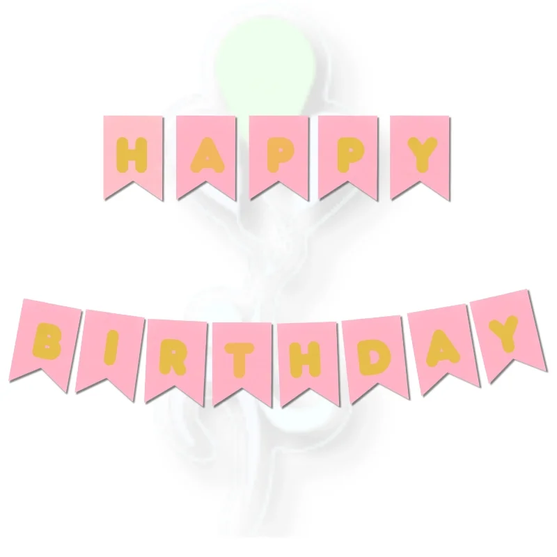 Banner Pembe-Altın Happy Bırthday