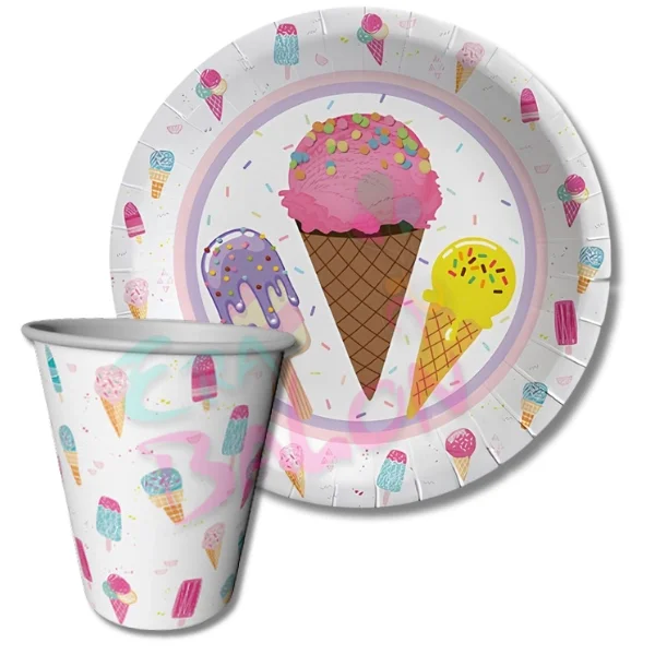 Tabak-Bardak Baskılı Dondurma 8'li