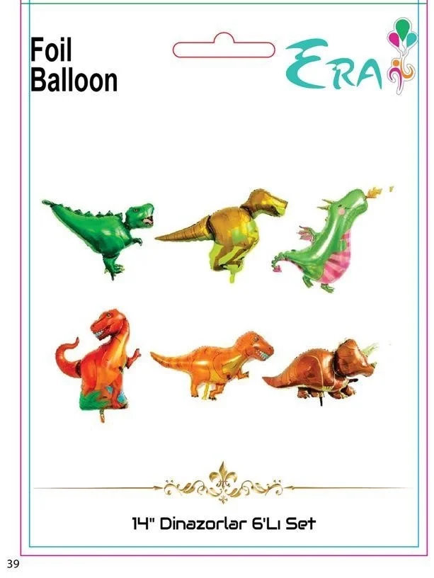Folyo Balon Era Çin 14" Dinazorlar 6'lı Set