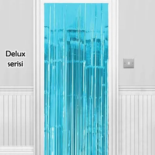 Işıltılı Duvar ve Kapı Perdesi Açık Mavi 90x200