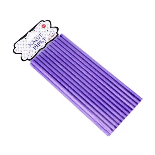 Kağıt Pipet Metalize Mor 24'lü