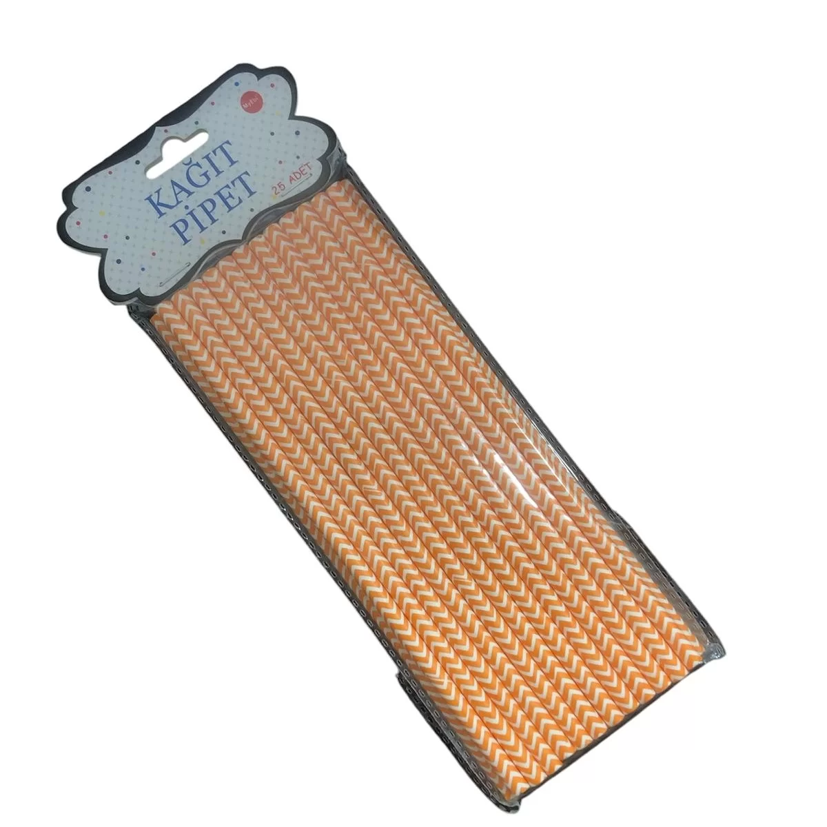 Kağıt Pipet Zikzak Turuncu 24'lü