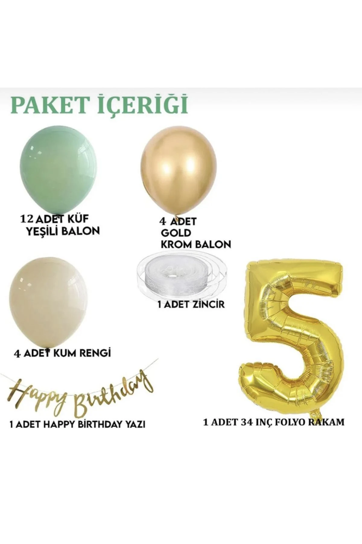 1 yaş küf yeşili denizkumu krom gold balonseti