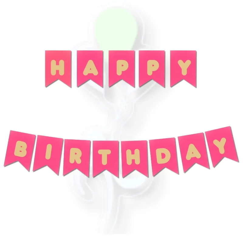 Banner Era Fuşya-Altın Happy Bırthday
