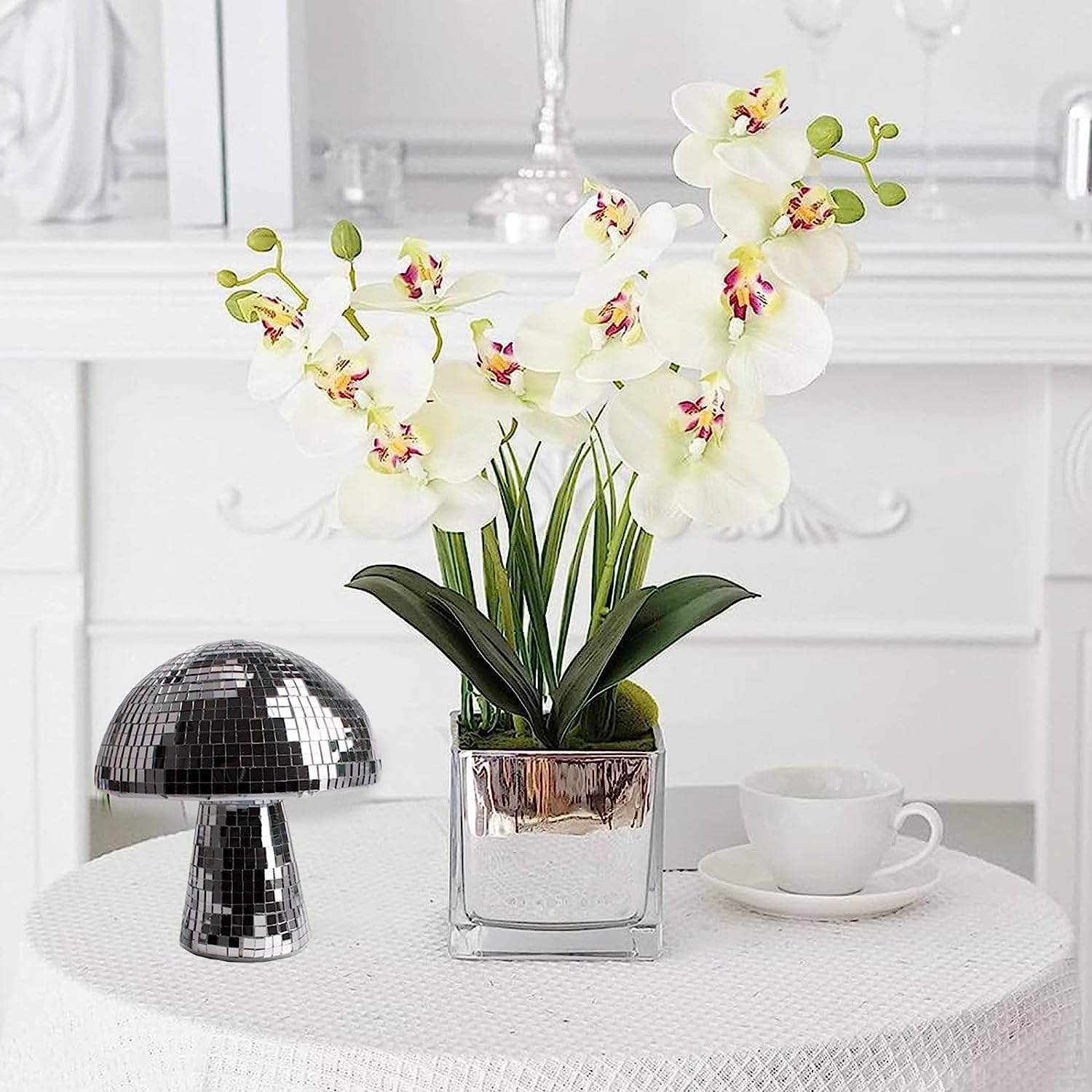 Mantar disko küresi, gümüş disko aynası, top, parıltılı ayna, küre, parlak mantar küre, ev dekorasyonu, sahne aksesuarları, DJ ışık efekti,