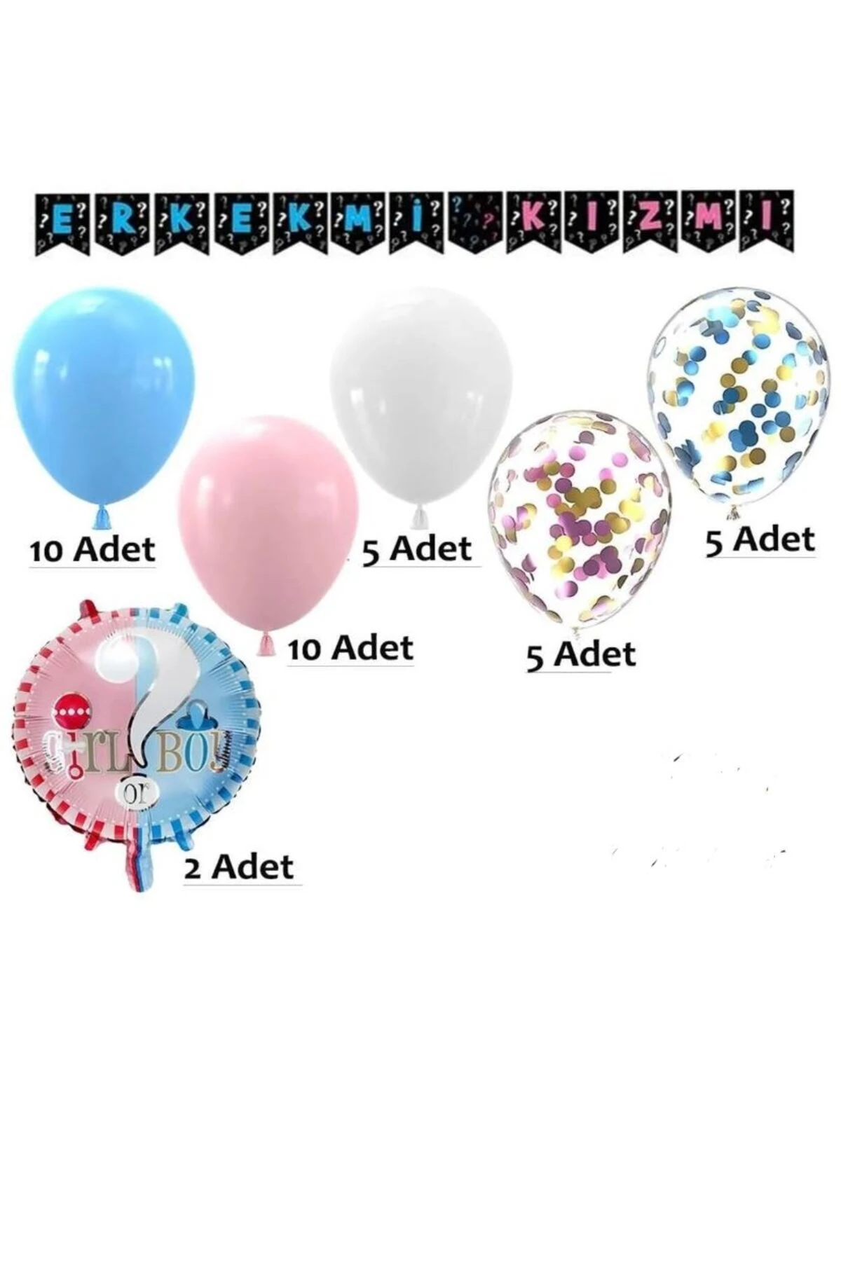 Cinsiyet Belirleme Parti Seti; Baby Kutu, Banner, Folyo Balon