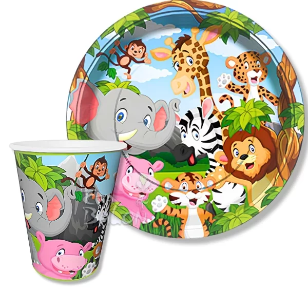 Tabak-Bardak Baskılı Safari 8'li