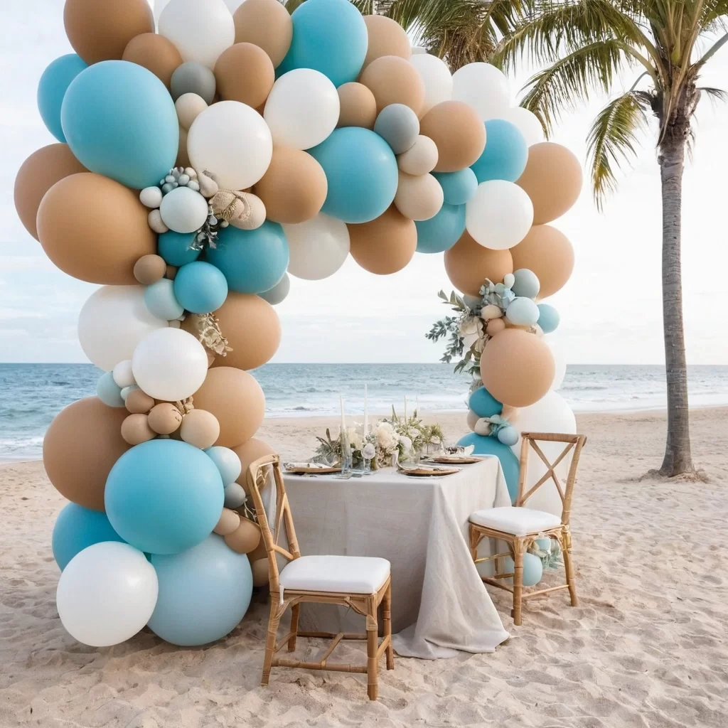 Coastal Breeze (Deniz Kumu ve Mavi) Zincir Balon Seti 100 adet balon