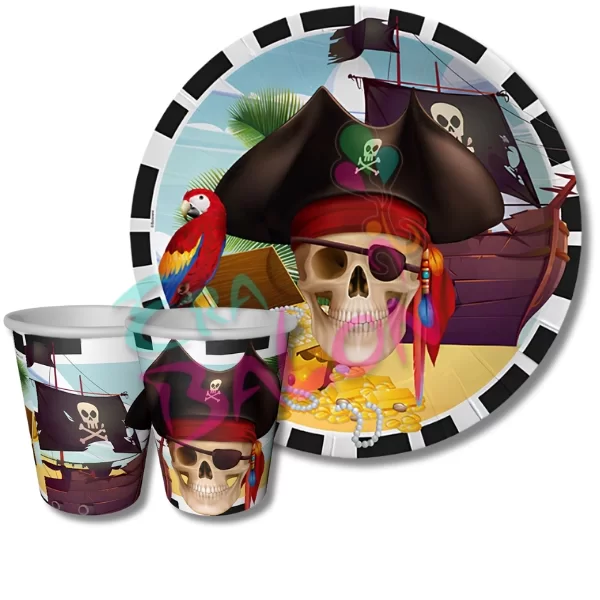 Tabak-Bardak Baskılı Korsan 8'li