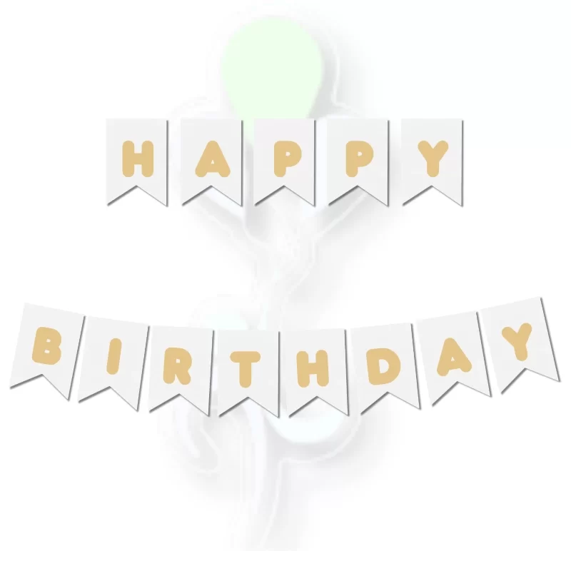 Banner Era Beyaz-Altın Happy Bırthday