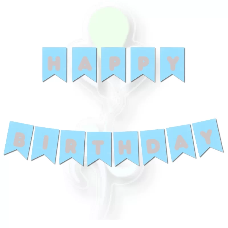 Banner Mavi-Gümüş Happy Bırthday