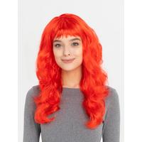 Kırmızı Renk Uzun  Parti Peruğu