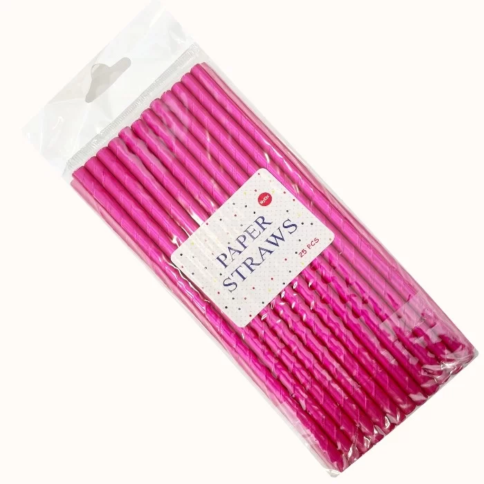 Kağıt Pipet Fuşya 24'lü