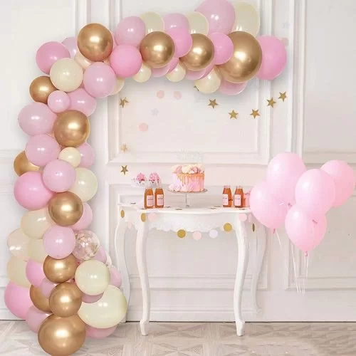 Balon Zinciri - Gold Beyaz Pembe 95 adet